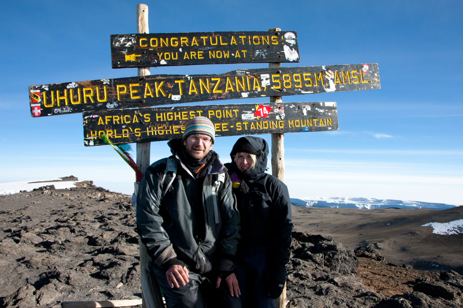 At the top - Uhuru Peak (5895m) - Climbing Kilimanjaro